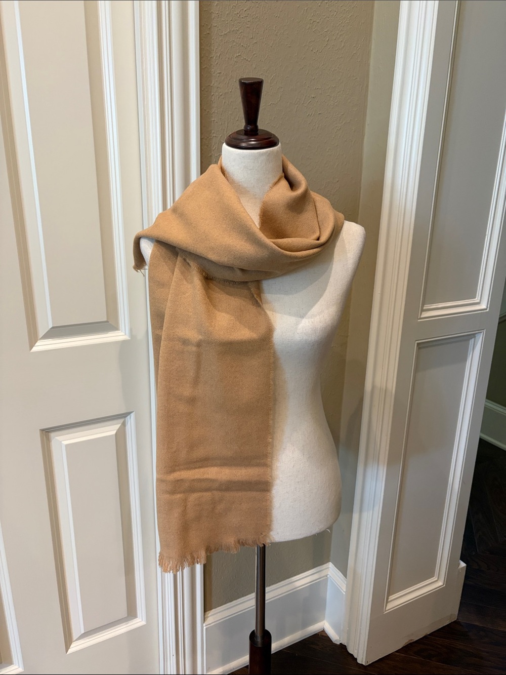 Classic Camel Hair Fringe Scarf